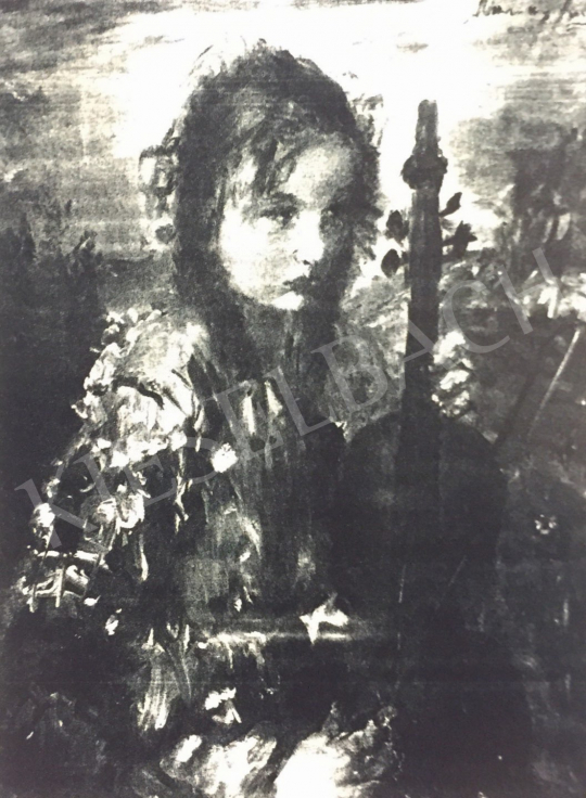 Náray Aurél - Lány hegedűvel festménye