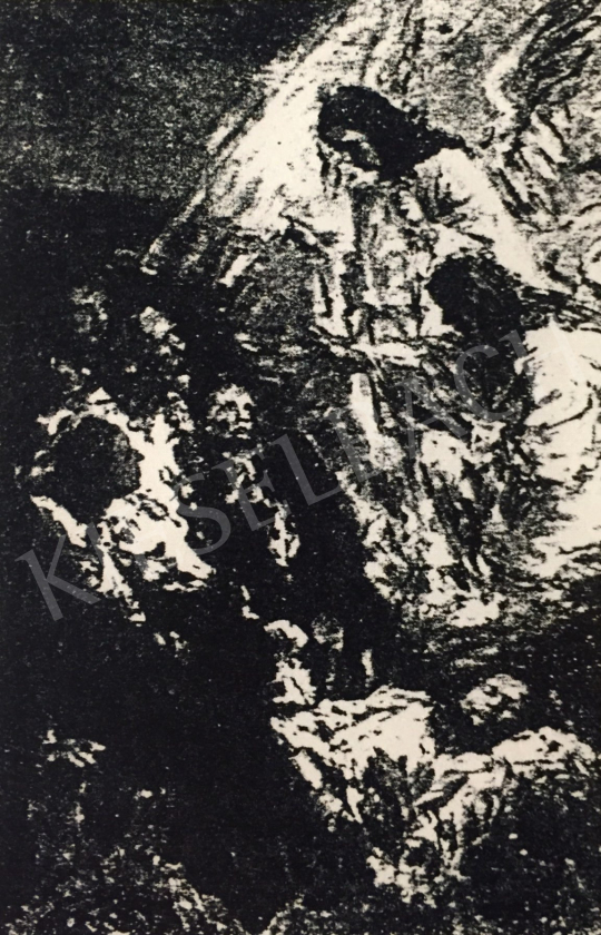Náray Aurél - Angyalok kihirdetik Jézus születését festménye