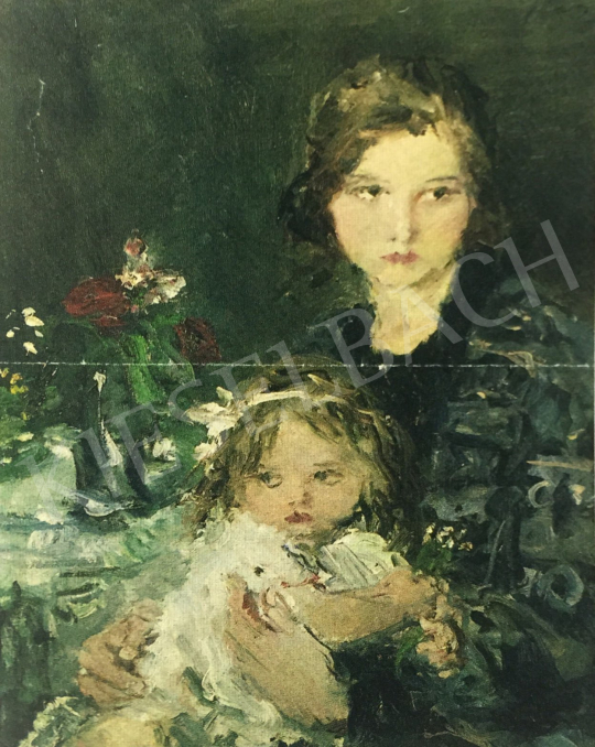 Náray Aurél - Anya gyermekével festménye