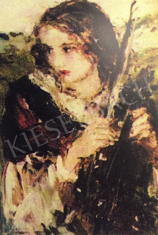 Náray Aurél - Lány hegedűvel festménye