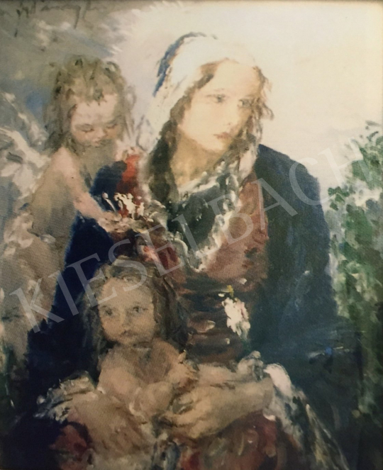 Náray Aurél - Mária a gyermekével és angyallal festménye