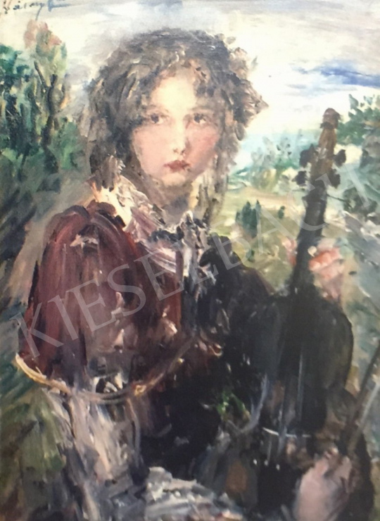 Náray, Aurél - Girl with Violin painting