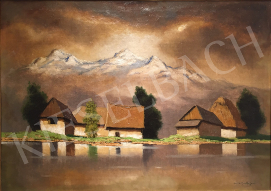 Szepesi Kuszka, Jenő - Houses on the Lakeshore painting