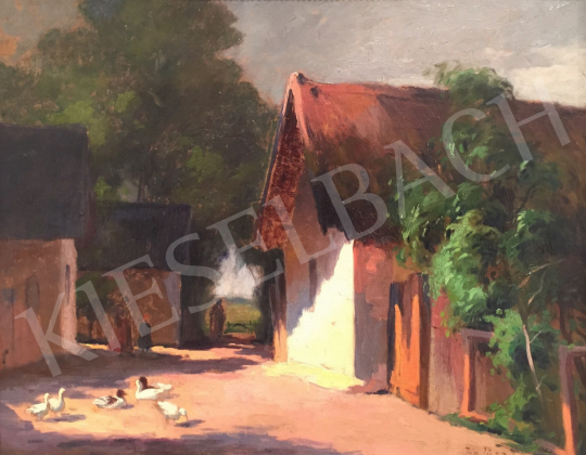 For sale  Unknown Hungarian Painter with a sign of Halász J. - Village 's painting