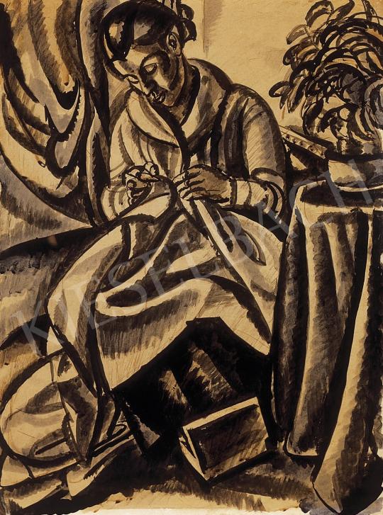 Uitz, Béla - Woman, sewing, 1918/19. | 7th Auction auction / 306 Lot