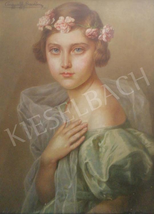 Angyalffy, Erzsébet - Little Girl with Flower Wreath painting