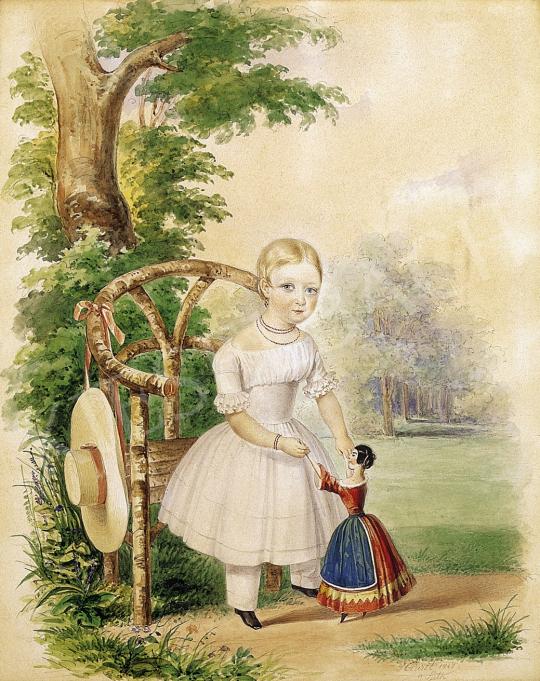  Clarot, Johann Baptist - Kislány babával | 7. Aukció aukció / 307 tétel