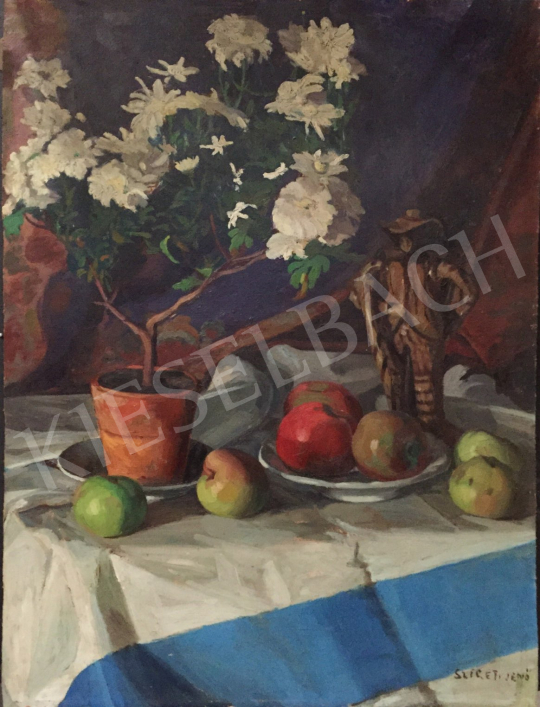 For sale Szigeti, Jenő - Table Still-Life with Fruits and Flowers 's painting