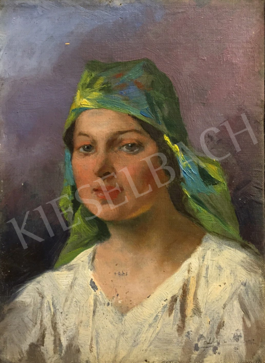 Pállya, Celesztin - Milfs with Green Kerchief painting