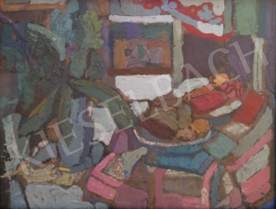 Gruber, Béla - Studio Still-Life with Chestnut Leaf and Fruits, 1963 painting