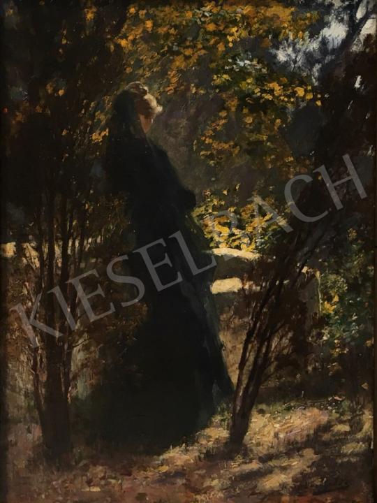 Komlóssy, Ede - Black Dressed Women in the Grove painting
