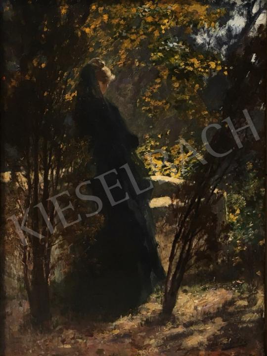 Komlóssy, Ede - Black Dressed Women in the Grove painting