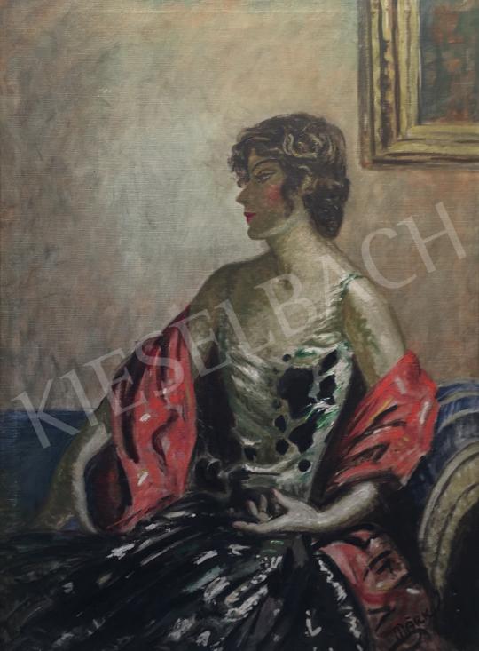 Márk, Lajos - Lady in Elegant Dress painting