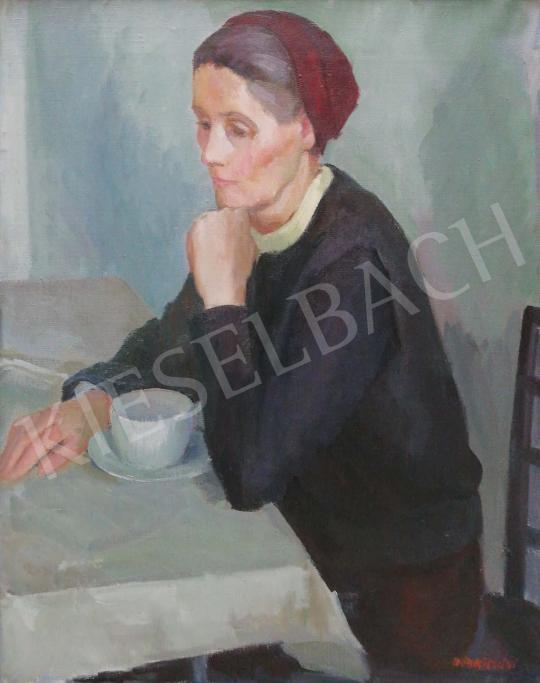 Döbröczöni, Kálmán - Grandmother (A Cup of Caffe) painting