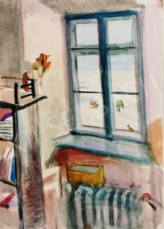 Szabados Jenő - Kilátás egy pannonhalmi szoba ablakából, 1942 festménye