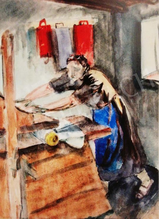 Szabados Jenő - Mángorló asszony (Anyám), 1941 festménye