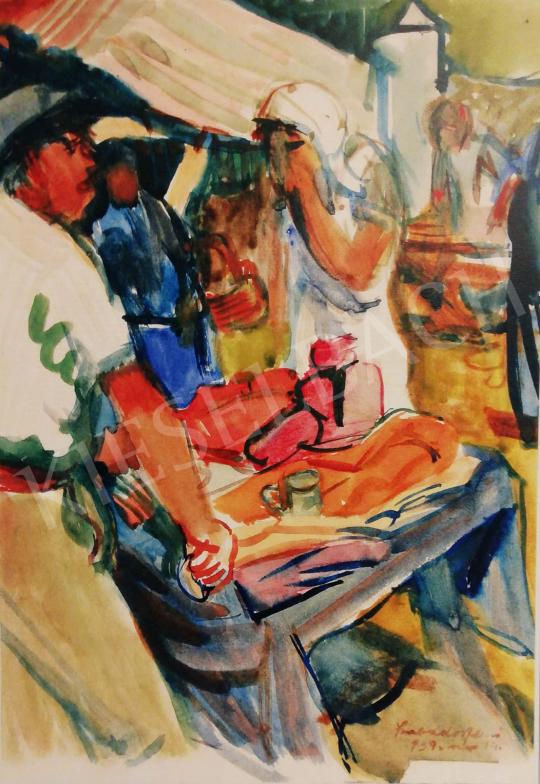 Szabados Jenő - Vásár (Paprikaárus a füredi vásárban), 1939 festménye