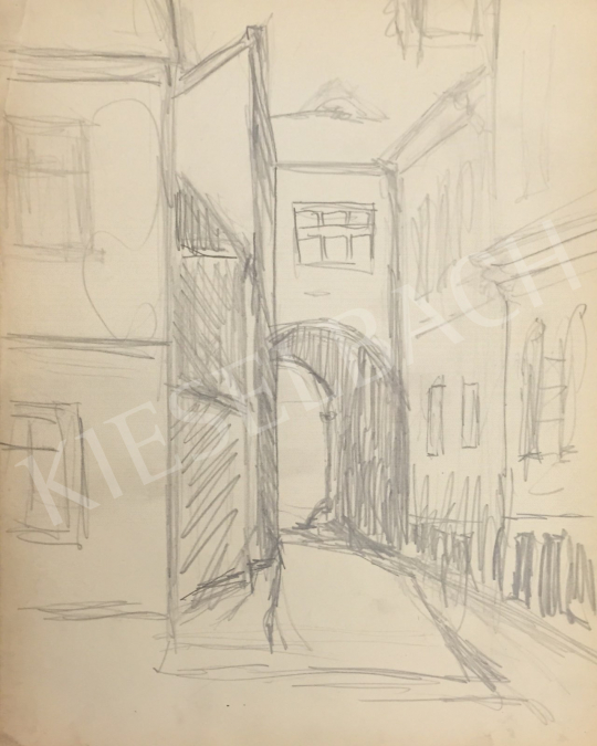 Eladó  Húth István - Sikátoros utcarészlet festménye