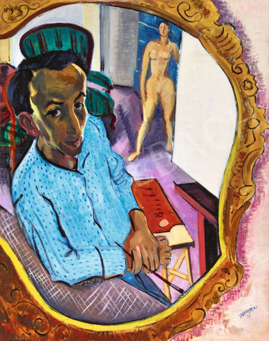  Vörös, Géza - Self-Portrait in Mirror with Easel and Model, 1933 | 58th Spring Auction auction / 37 Lot