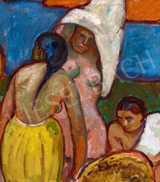  Iványi Grünwald Béla - Fürdőző nők Nagybányán (Tanulmány a fürdőző nőkhöz), 1909 körül | 58. Tavaszi Aukció aukció / 92 tétel