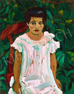  Bálint, Rezső - Girl in Front of Green Leafs, c. 1908 