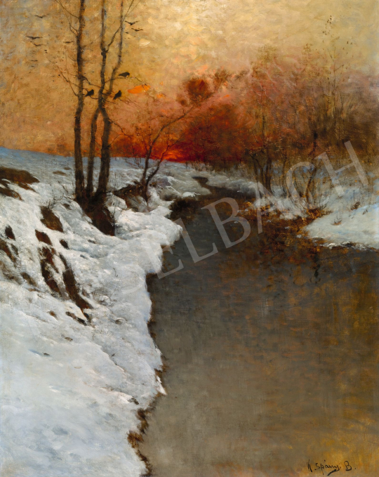 K. Spányi, Béla - River-Side in Winter with Sundown Lights | 58th Spring Auction auction / 118 Lot