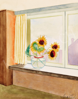 Károly Nagy - Bouquet in the Window of the Bauhaus Villa 