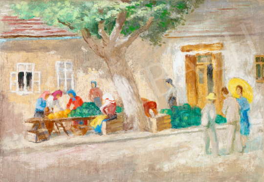  Szőnyi, István - Sunlit Market in Zebegény | 58th Spring Auction auction / 179 Lot