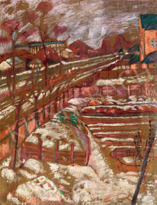 Gyenes Gitta - Kilátás az erkélyről (Téli város), 1910 körül | 58. Tavaszi Aukció aukció / 203 tétel