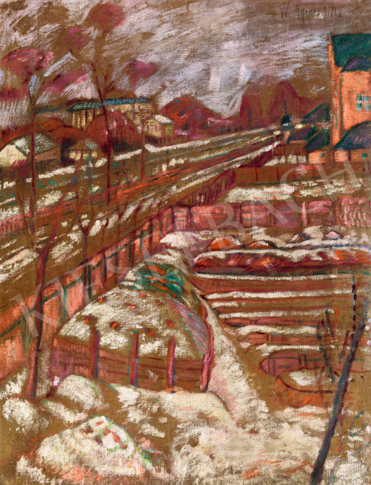 Gyenes Gitta - Kilátás az erkélyről (Téli város), 1910 körül | 58. Tavaszi Aukció aukció / 203 tétel