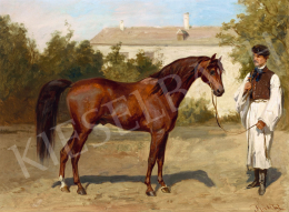 Richter, Wilhelm - Csikó magyar lovászfiúval a kastélykertben 