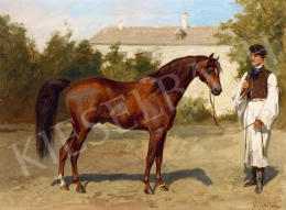 Richter, Wilhelm - Horse with Hungarian Stableman in the Castle Garden 