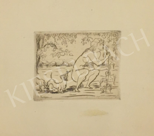  Kernstok, Károly - Woman Nude with Dogs painting