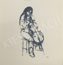  Unknown Artist with Unreadable Signature - Woman with Chello 