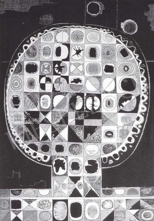  Lantos Ferenc - Head with Circules, 1967 painting