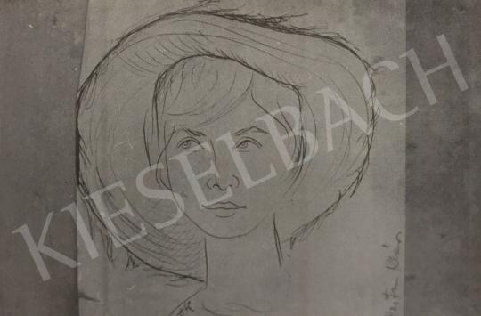  Hajtun Klára - Női arc kalappal festménye