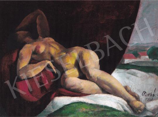  Patkó, Károly - Laying Nude, 1921 painting