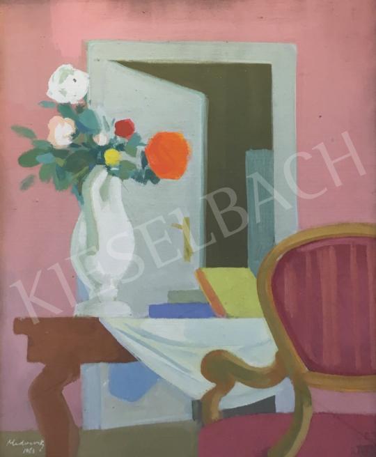 For sale Medveczky, Jenő - Still Life of Bouquet of Flowers and Interieur, 1963 's painting