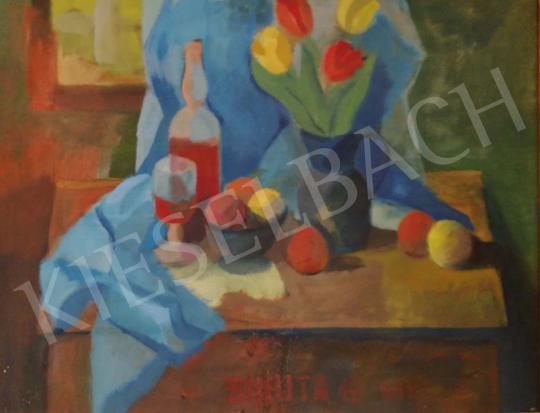 Sikuta Gusztáv - Csendélet virággal és gyümölccsel festménye