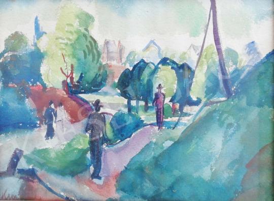  Kmetty, János - Cityside with People painting