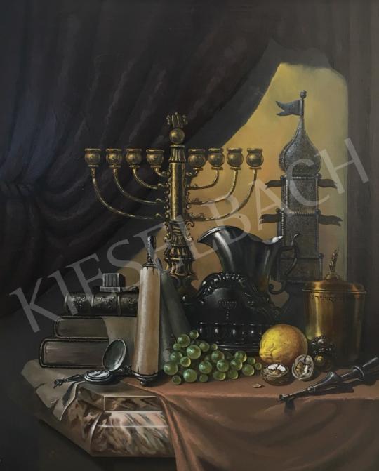 For sale Unknown Hungarian painter - Menora (Still Life with a Candelabra) 's painting