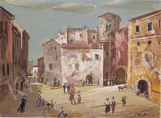  Molnár C., Pál - Main square of an Italian town painting