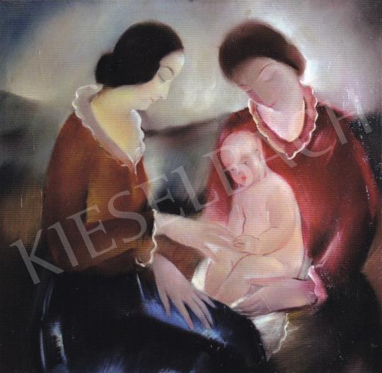  Molnár C. Pál - Két nő gyermekkel festménye