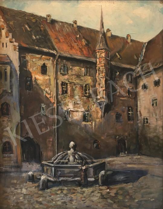 For sale Unknown Hungarian painter - Building with Yard and Fountain 's painting