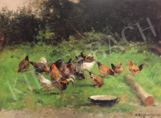  Adolf Kaufmann - Chickens in the Garden, 1896 painting