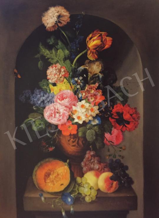  Franz Xaver Petter - Still Life of Flowers with melon,peach,grape,butterfly, 1812 painting