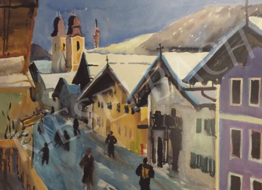  Ernst Huber - Dorf utca télen,1910 festménye