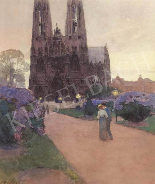  Carl Moll - Esti séta Votivkirchénél, 1902-1903 festménye