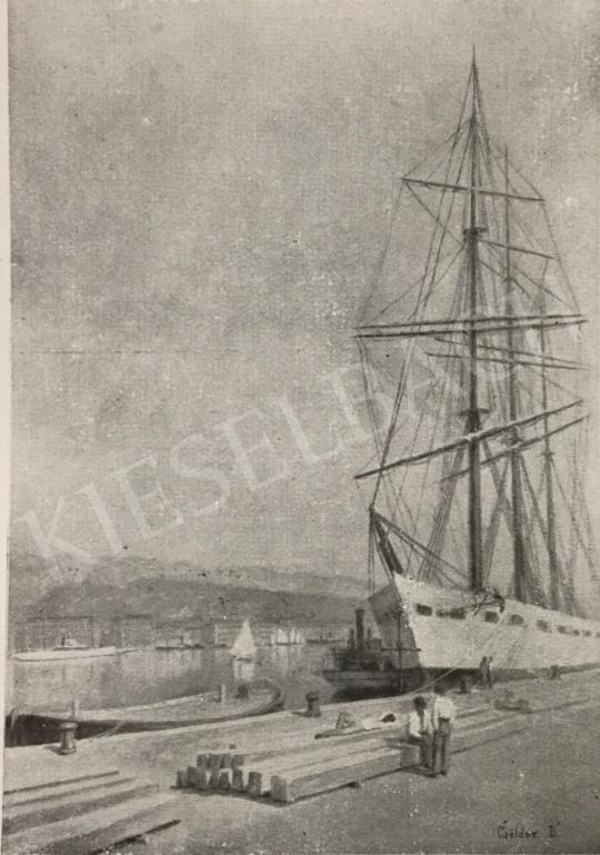  Czölder Dezső - A fiumei kikötő (részlet) festménye