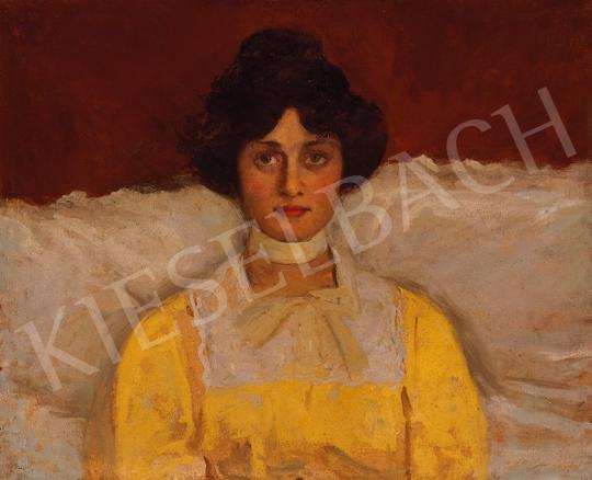  Kunffy Lajos - Sárga blúzos hölgy  (Kunffyné képmása) | 18. Aukció aukció / 153 tétel